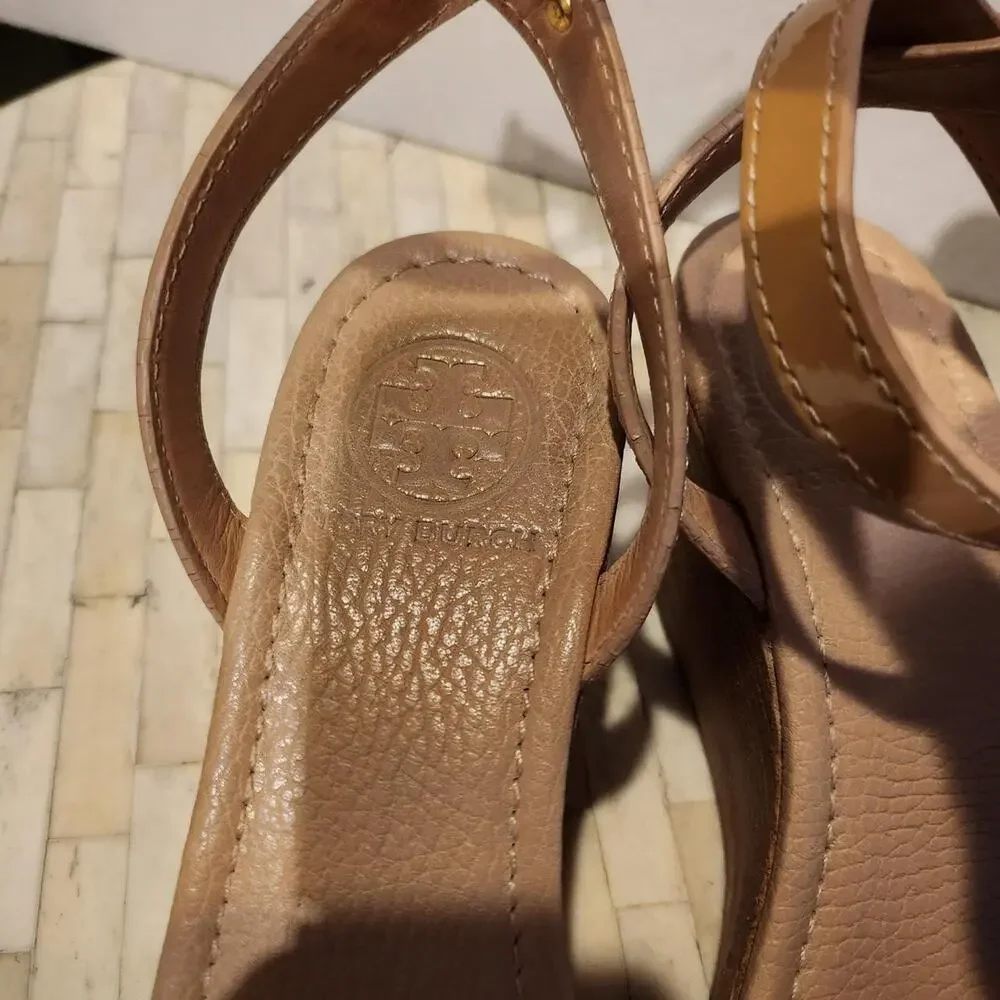Tory Burch patent leather wedge sandals size 6.5